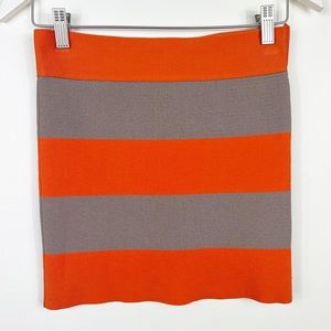 SANS SOUCI Mini Skirt Tan Orange Stripes Women Medium NWOT